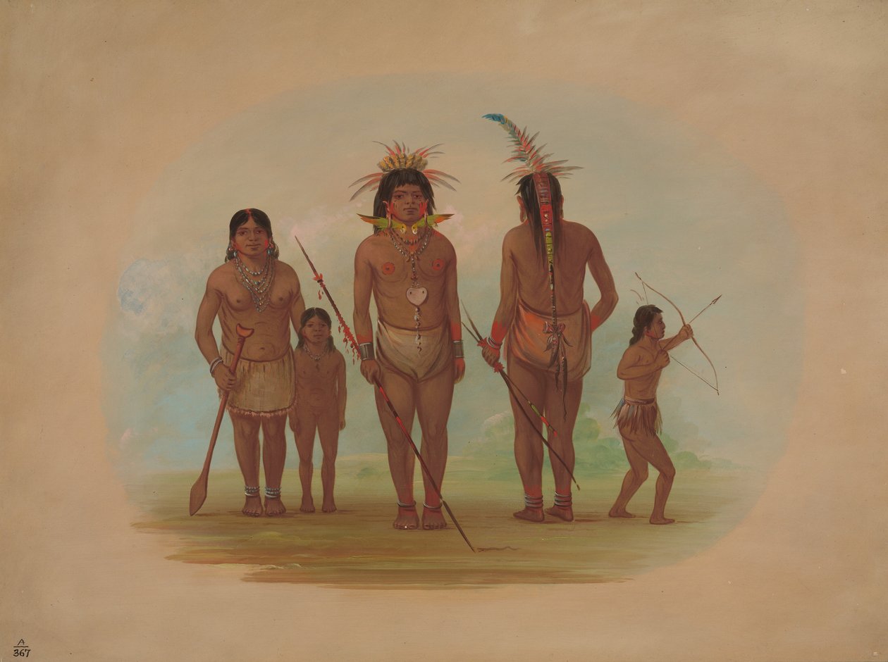 Fem Iquito-indianer, 18541869. av George Catlin