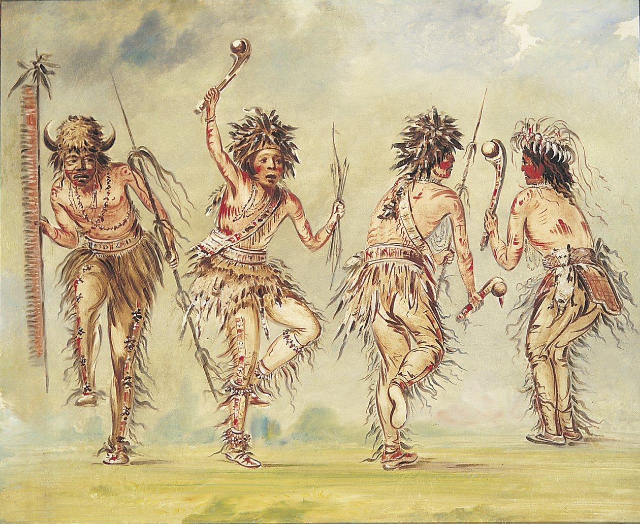 Fyra dansare, 1843-1844. av George Catlin
