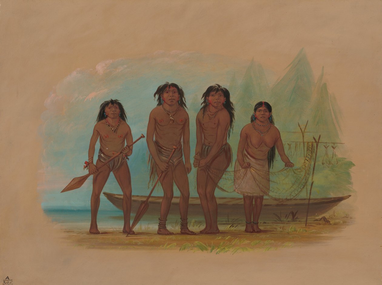 Fyra Fuegian indianer, 18561869. av George Catlin