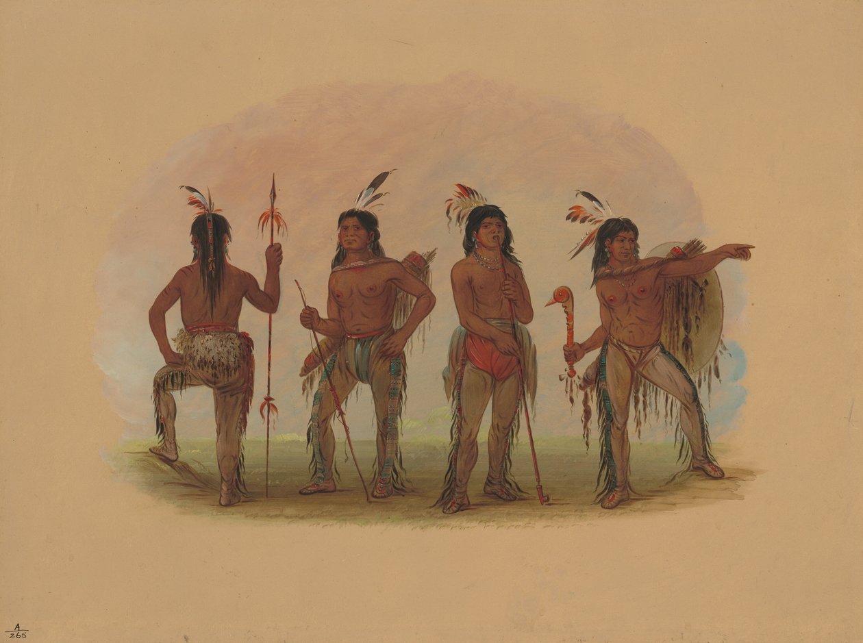 Fyra Navaho Warriors, 18611869. av George Catlin