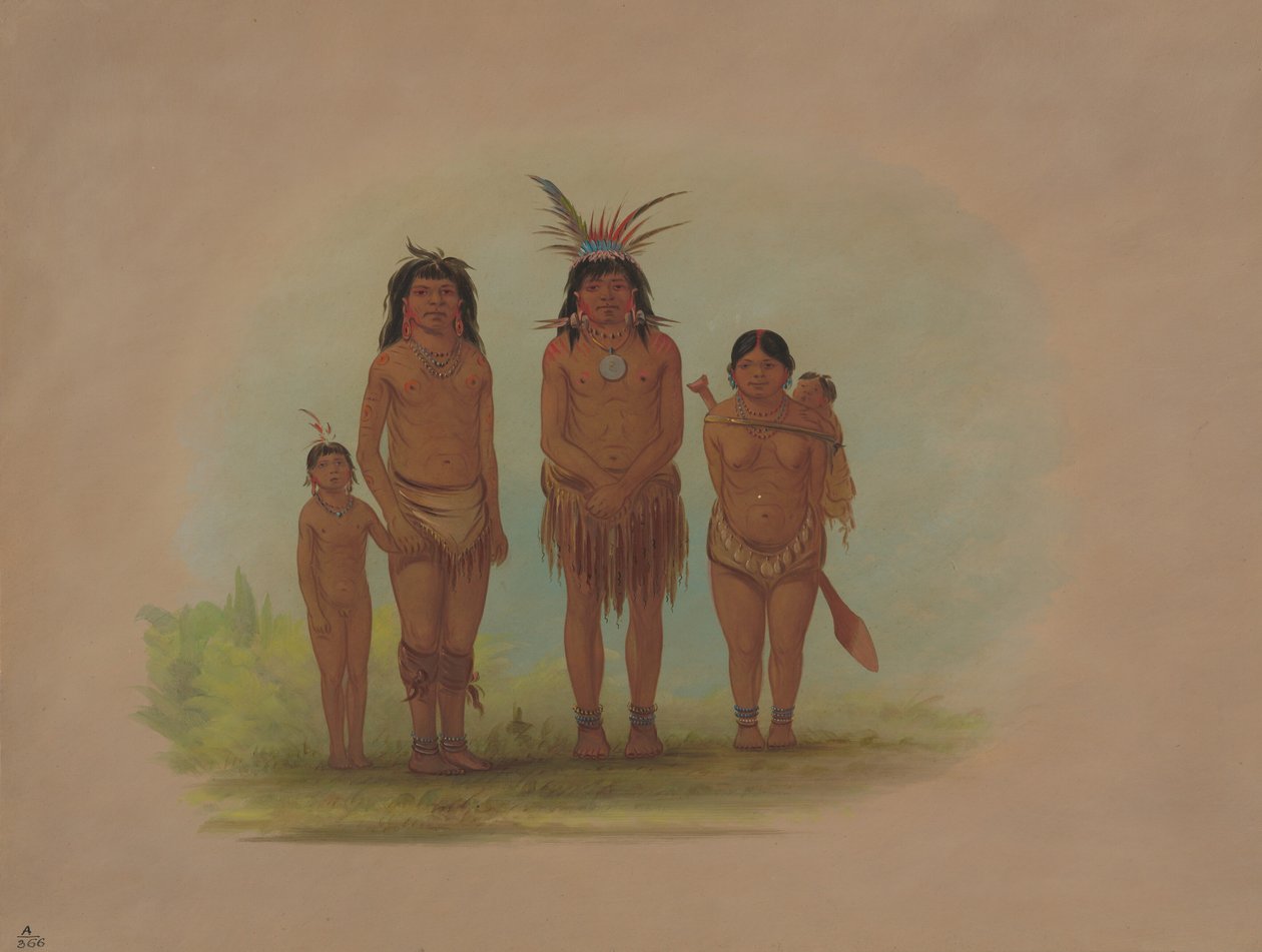 Fyra Sepibo-indianer, 18541869. av George Catlin