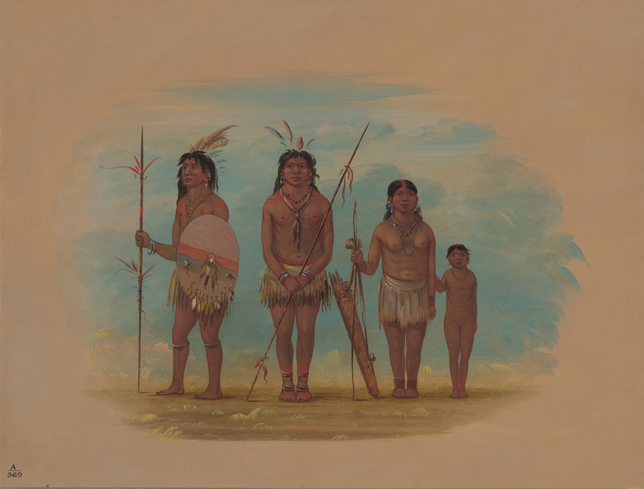 Fyra Xingu-indianer, 18541869. av George Catlin