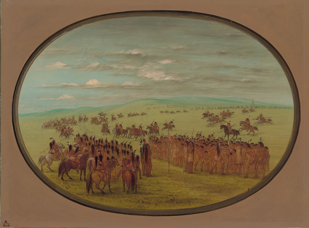 Hästkapplöpning - Minatarrees, 18611869. av George Catlin