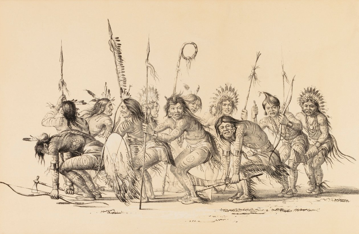 Indianer i en cirkel, dansande - nr. 30 av George Catlin