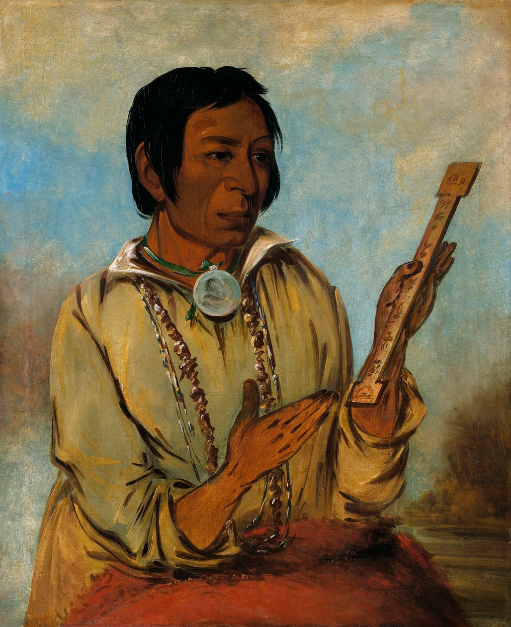 Ma-shée-na, älghorn, en underhövding av George Catlin