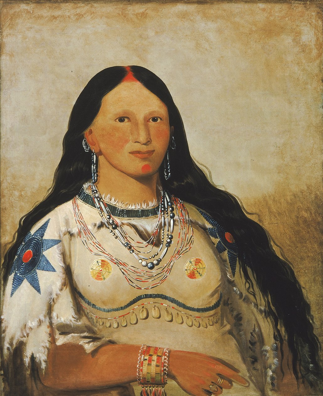 I-néek-ee-súnk-te-ka, Mink, en vacker flicka, 1832. av George Catlin