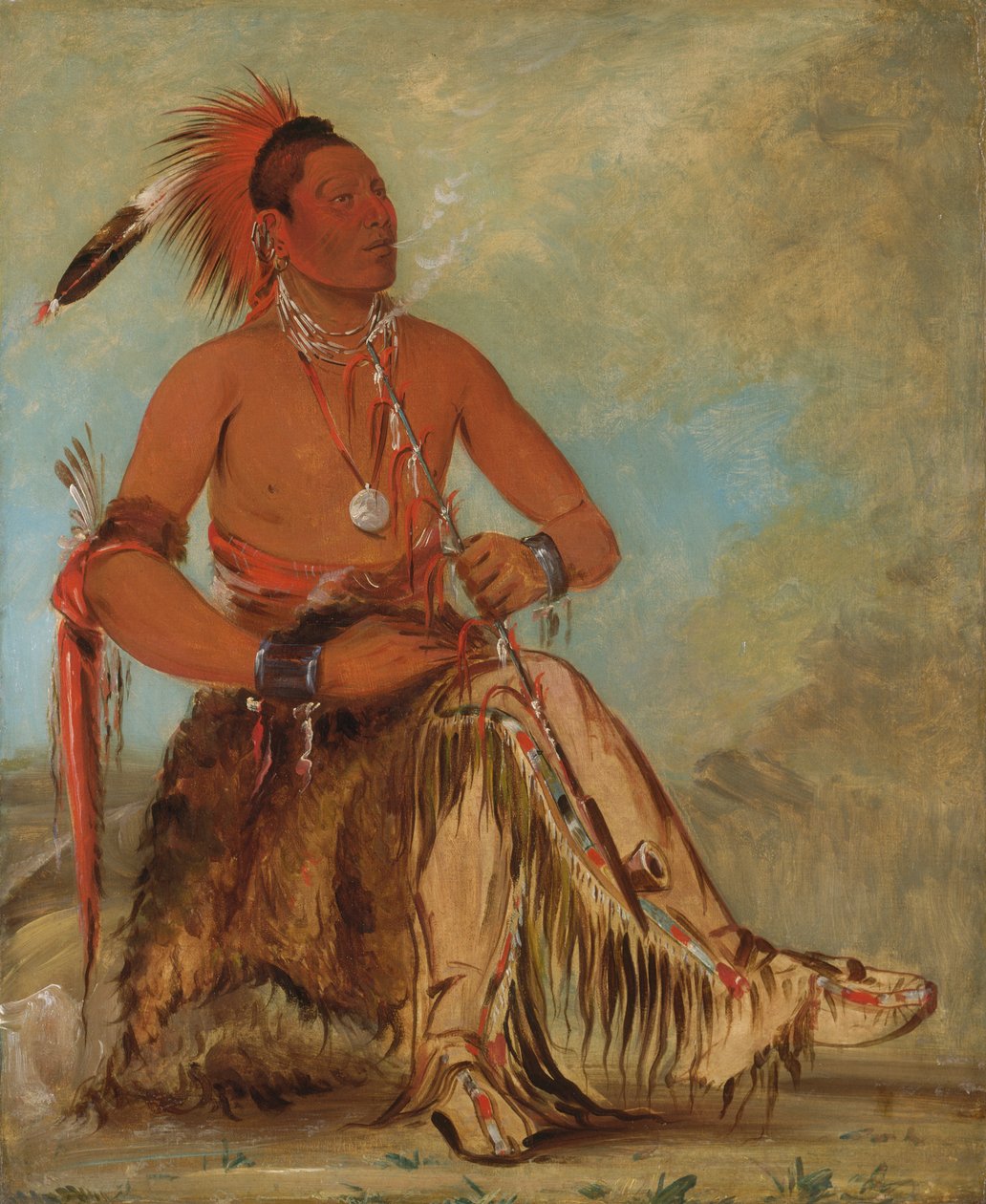 Nóm-ba-mon-nee, Double Walker, a Brave, 1832. av George Catlin