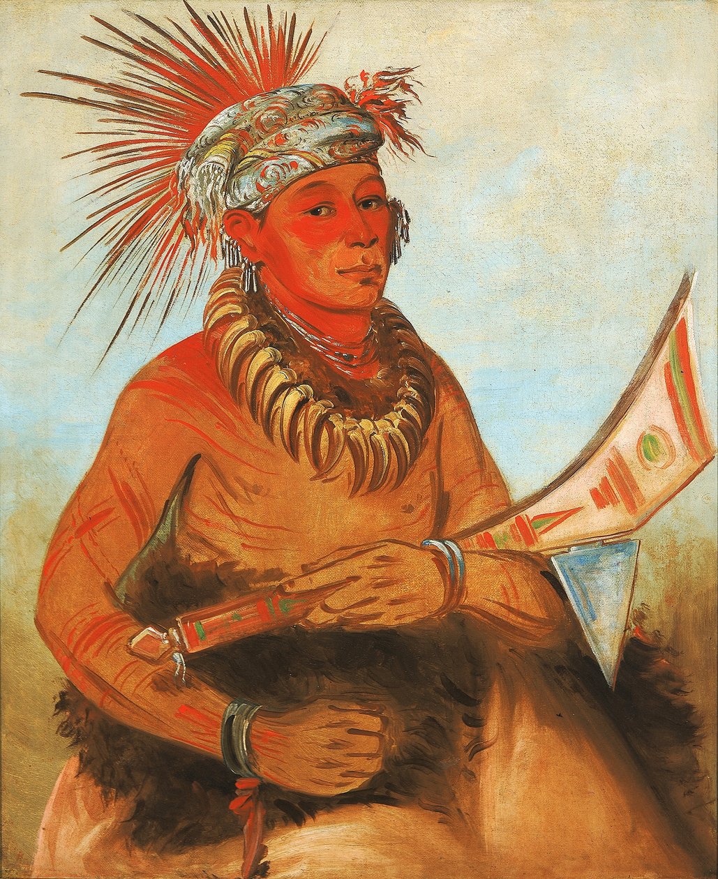 Pah-ta-cóo-chee, skjutande cederträ, en modig av George Catlin