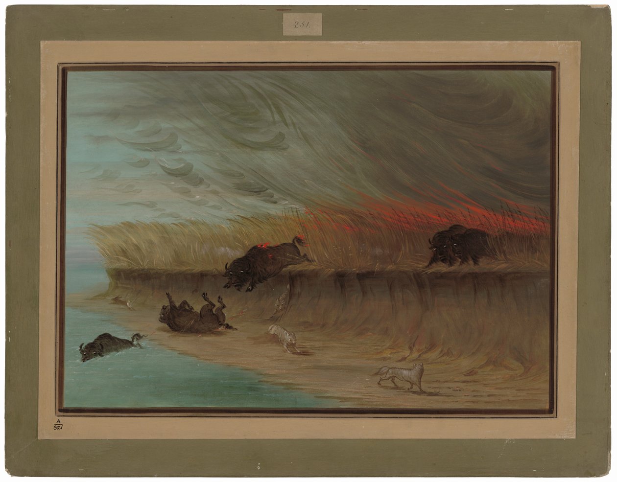 Prairie Meadows som brinner av George Catlin