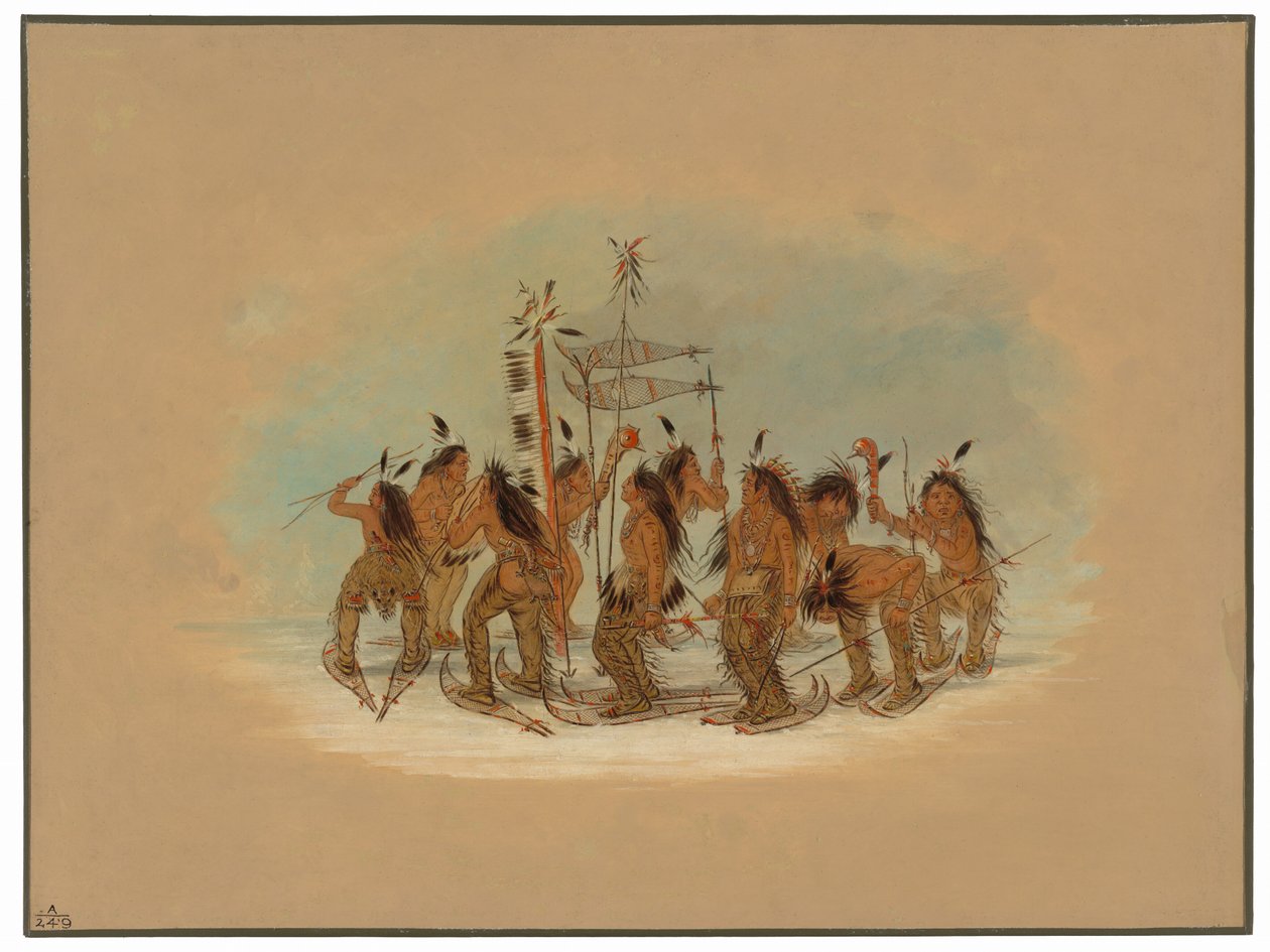 Snow Shoe Dance - Ojibbeway av George Catlin