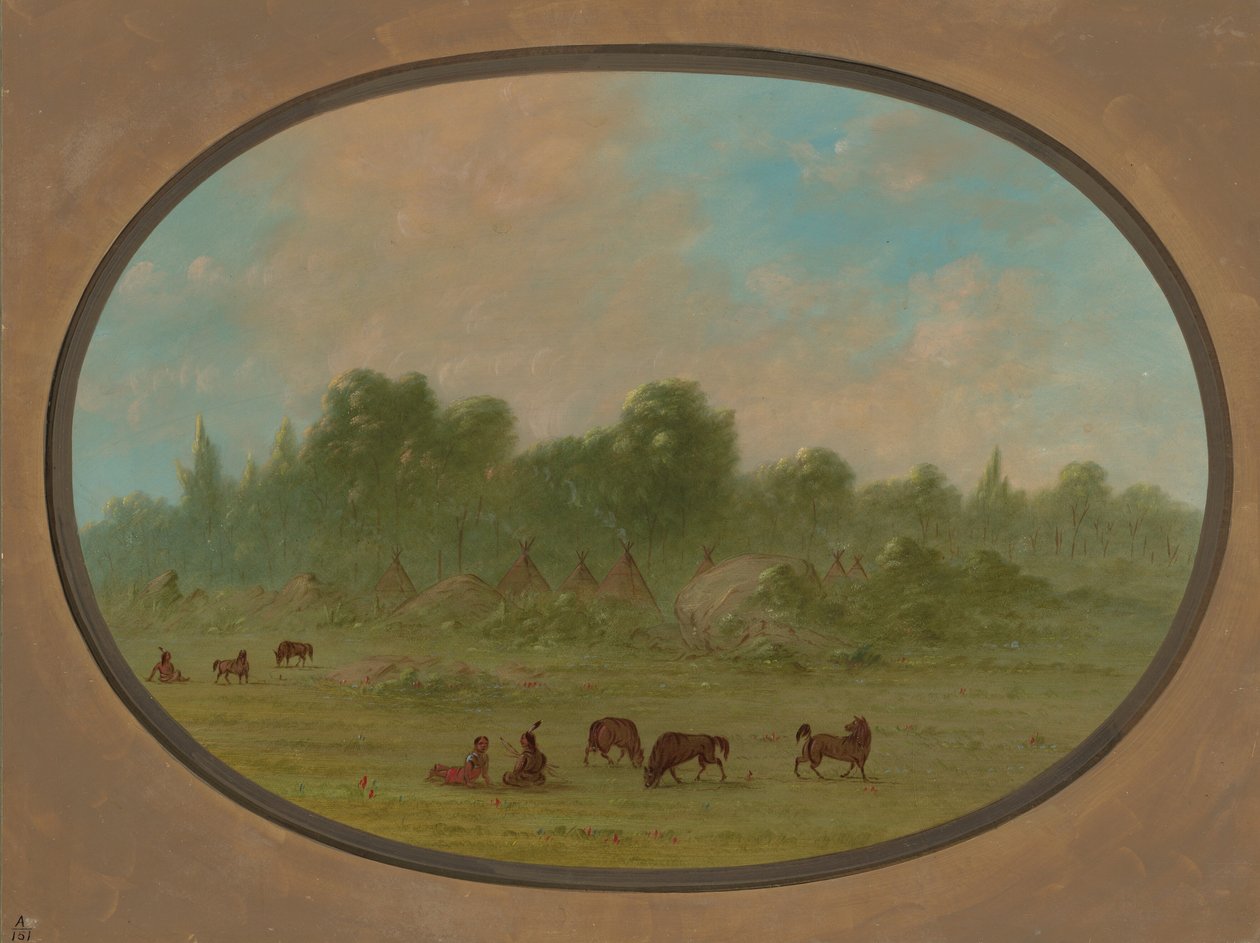 Tawahquena Village, 18611869. av George Catlin