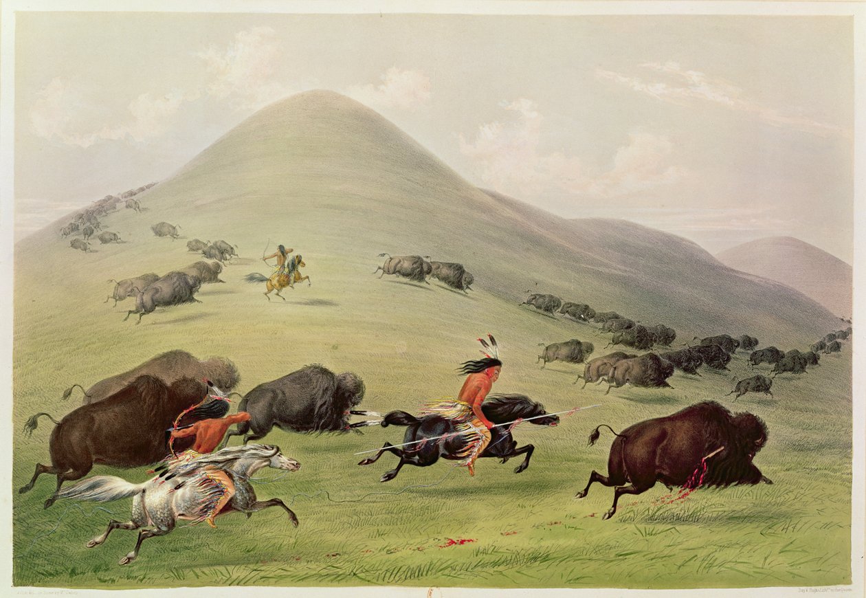 Bøffeljagten, ca. 1832 swed av George Catlin