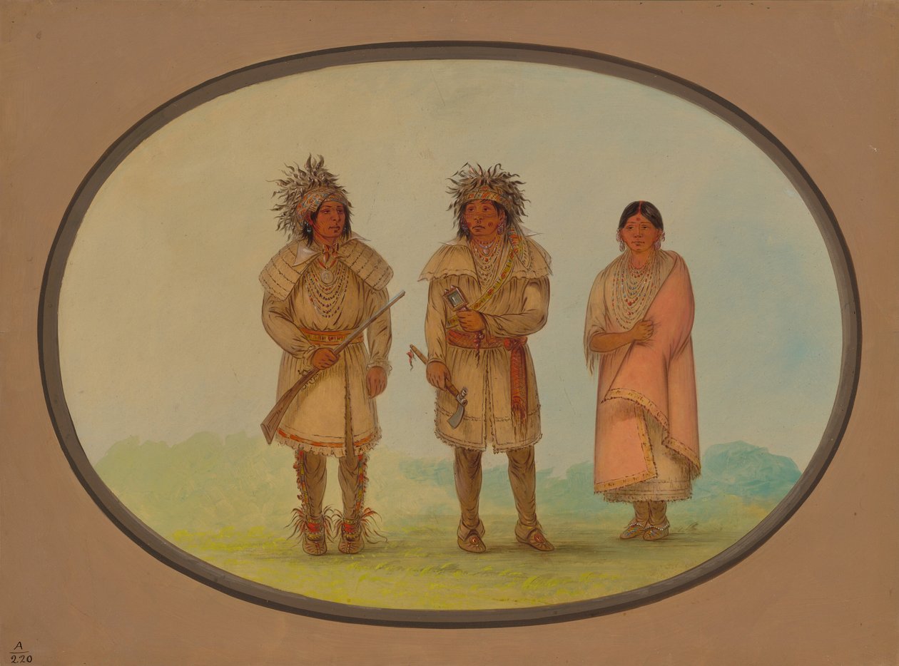 Tre Peoria-indianer, 18611869. av George Catlin