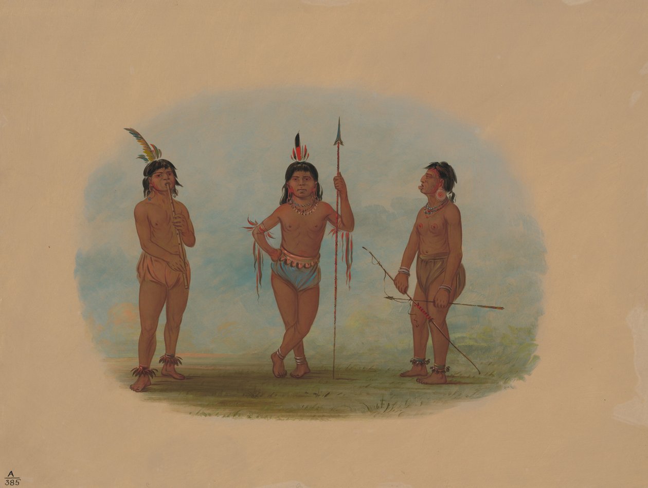 Tre unga Tobos-män, 18541869. av George Catlin