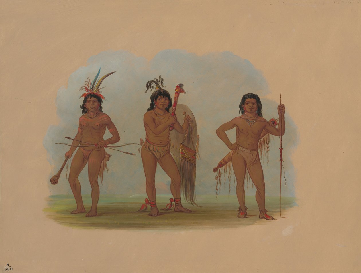 Tre Zurumati-indianer, 18541869. av George Catlin