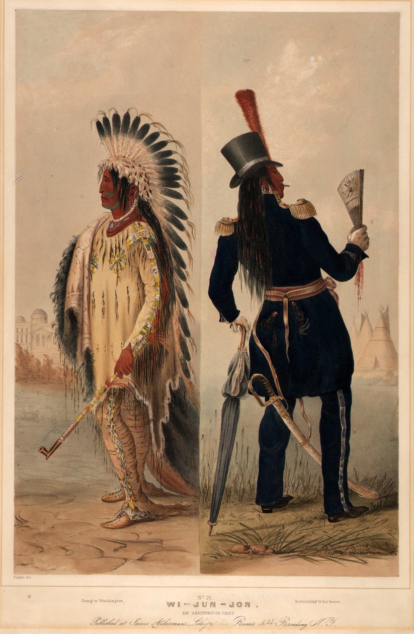 Wi-jun-jon. En hövding från Assinneboin. av George Catlin