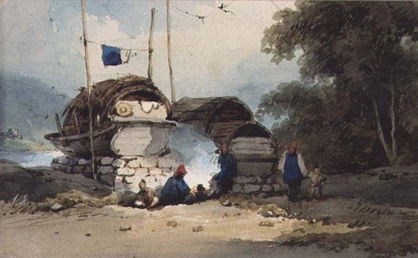 Ett läger vid floden, Kina av George Chinnery