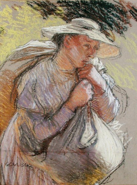 En bondkvinna (pastell på papper) av George Clausen