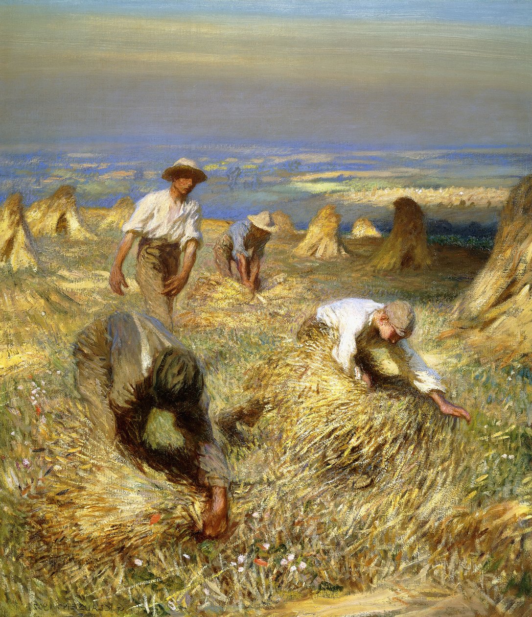 Skörda, binda kärvarna av George Clausen