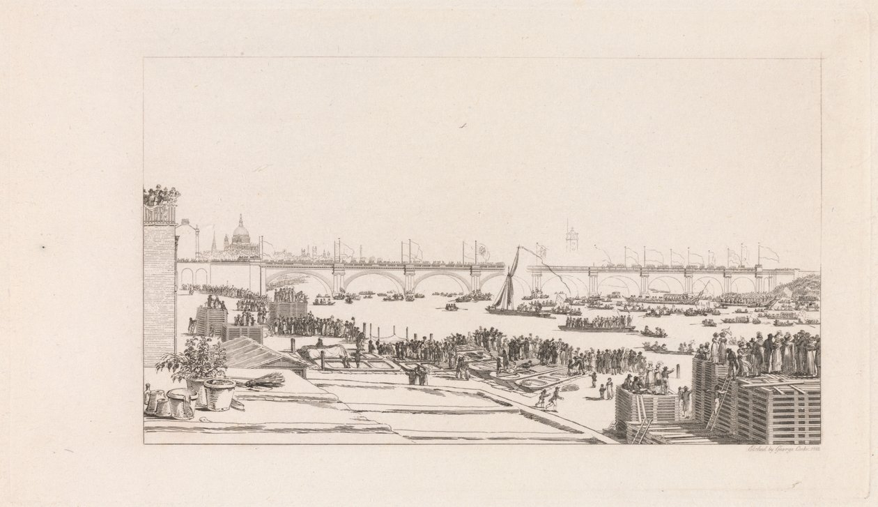 Öppnande av Waterloo Bridge av George Cooke