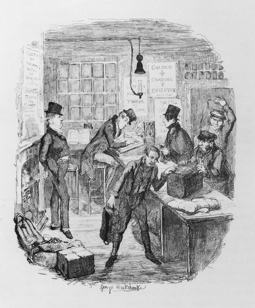 Tidiga tränare, ca 1836 (gravyr) av George Cruikshank