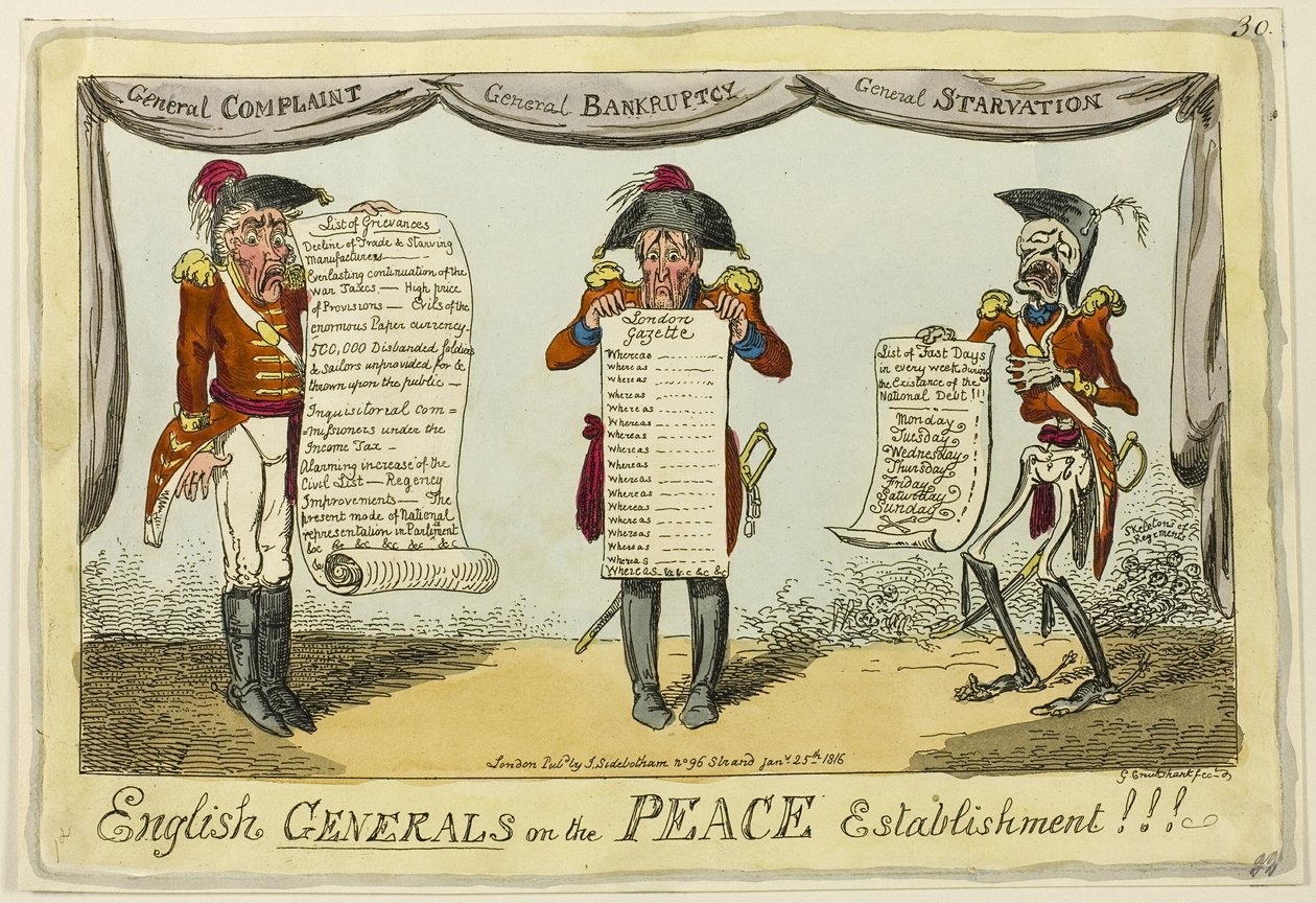 Engelska generaler på fredsinstitutionen!!! av George Cruikshank