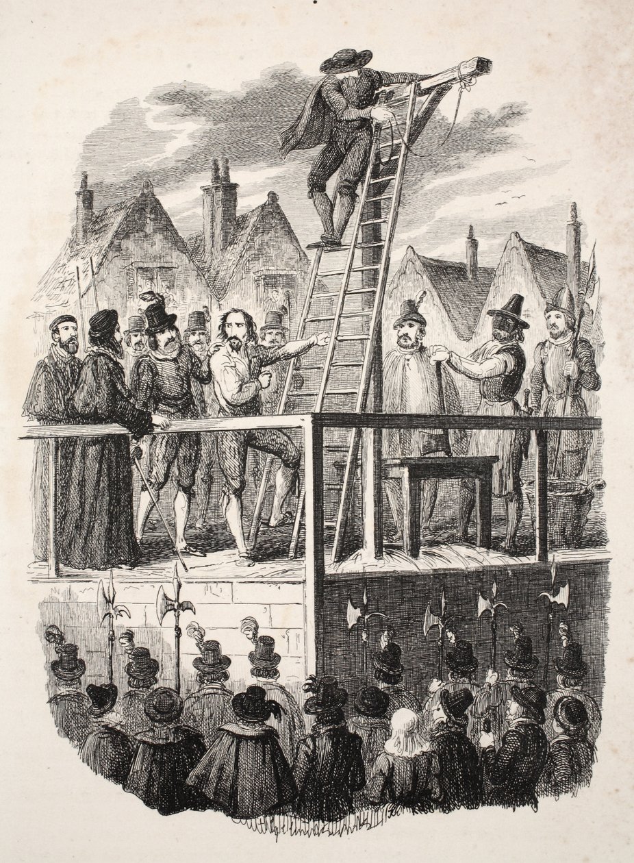 Avrättning av Guy Fawkes, pub. 1841. av George Cruikshank