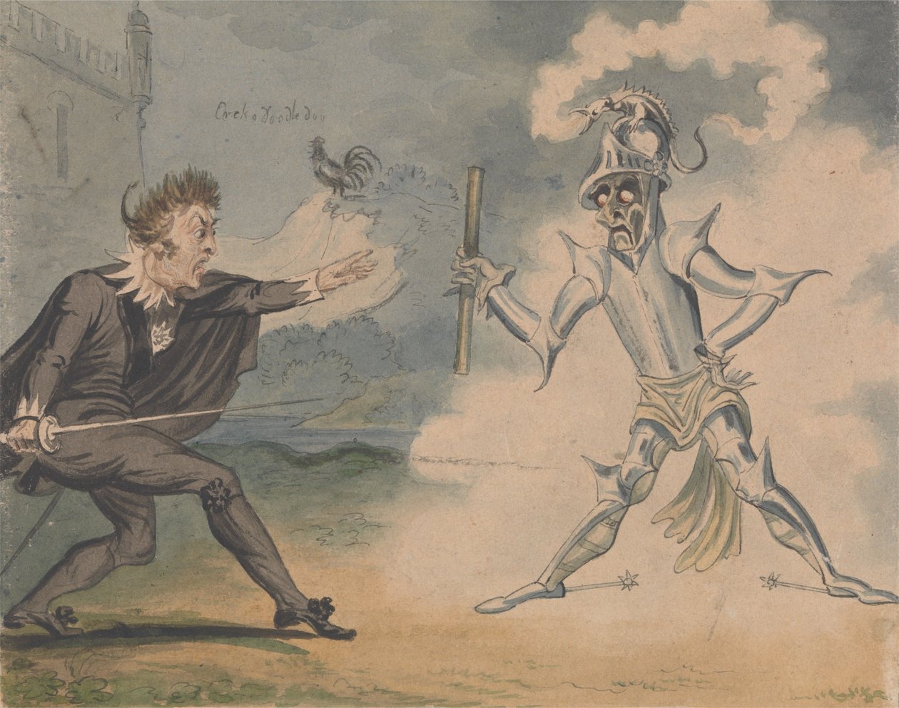 Hamlet och spöket, ca. 1825 av George Cruikshank