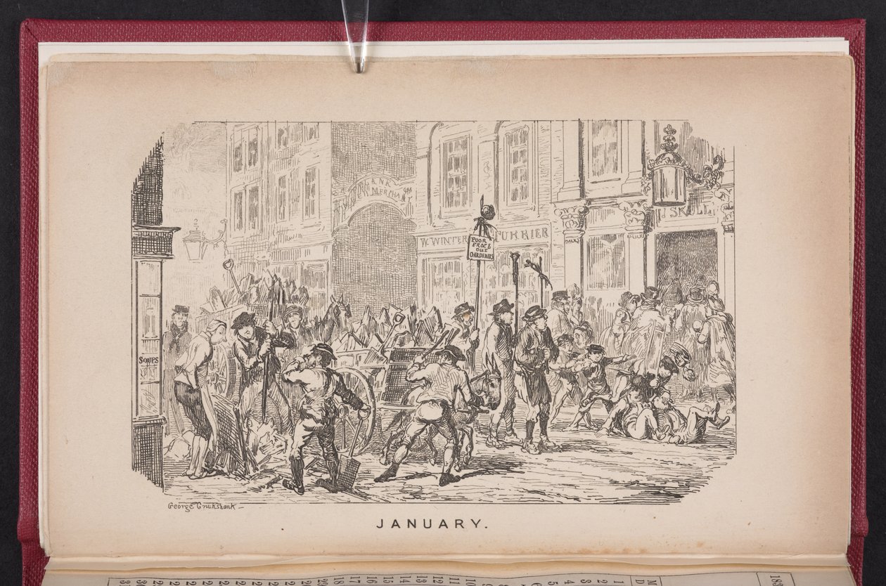 Januari från The Comic Almanack av George Cruikshank