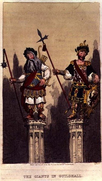 Jättarna i Guildhall, pub. c.1824 av George Cruikshank