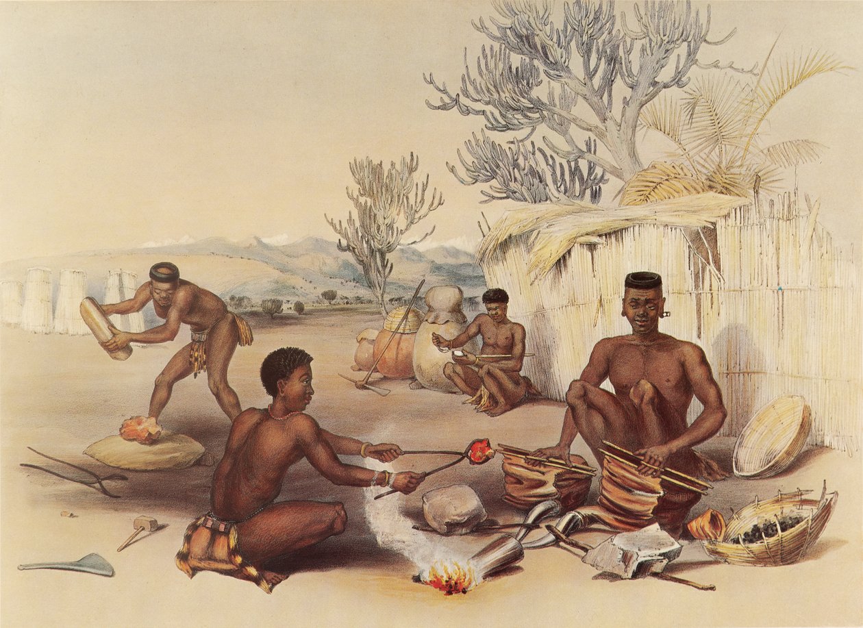 Zulu-smeder i arbete av George French Angas