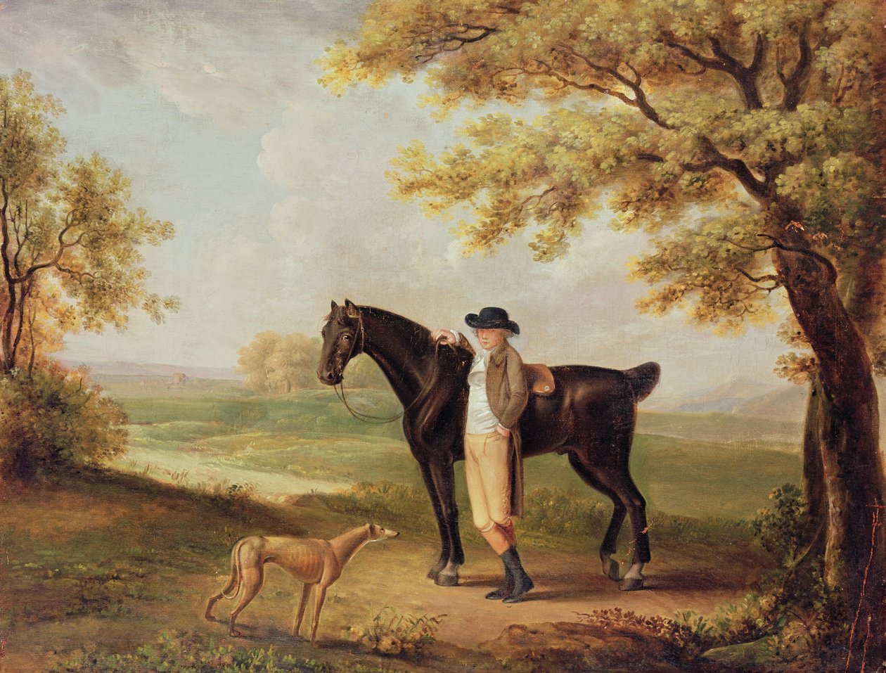 Häst, ryttare och whippet av George Garrard