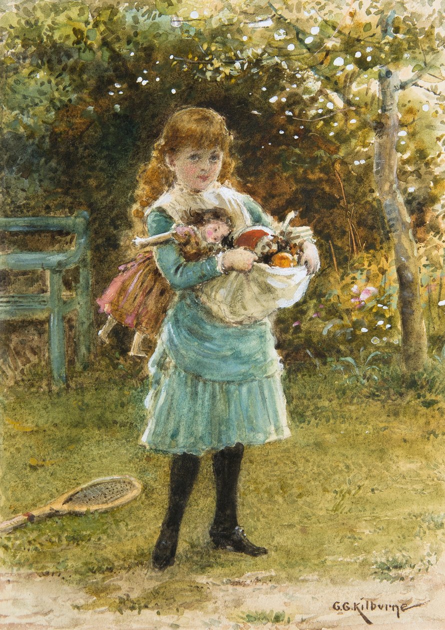 Går ut och leker (akvarell) av George Goodwin Kilburne