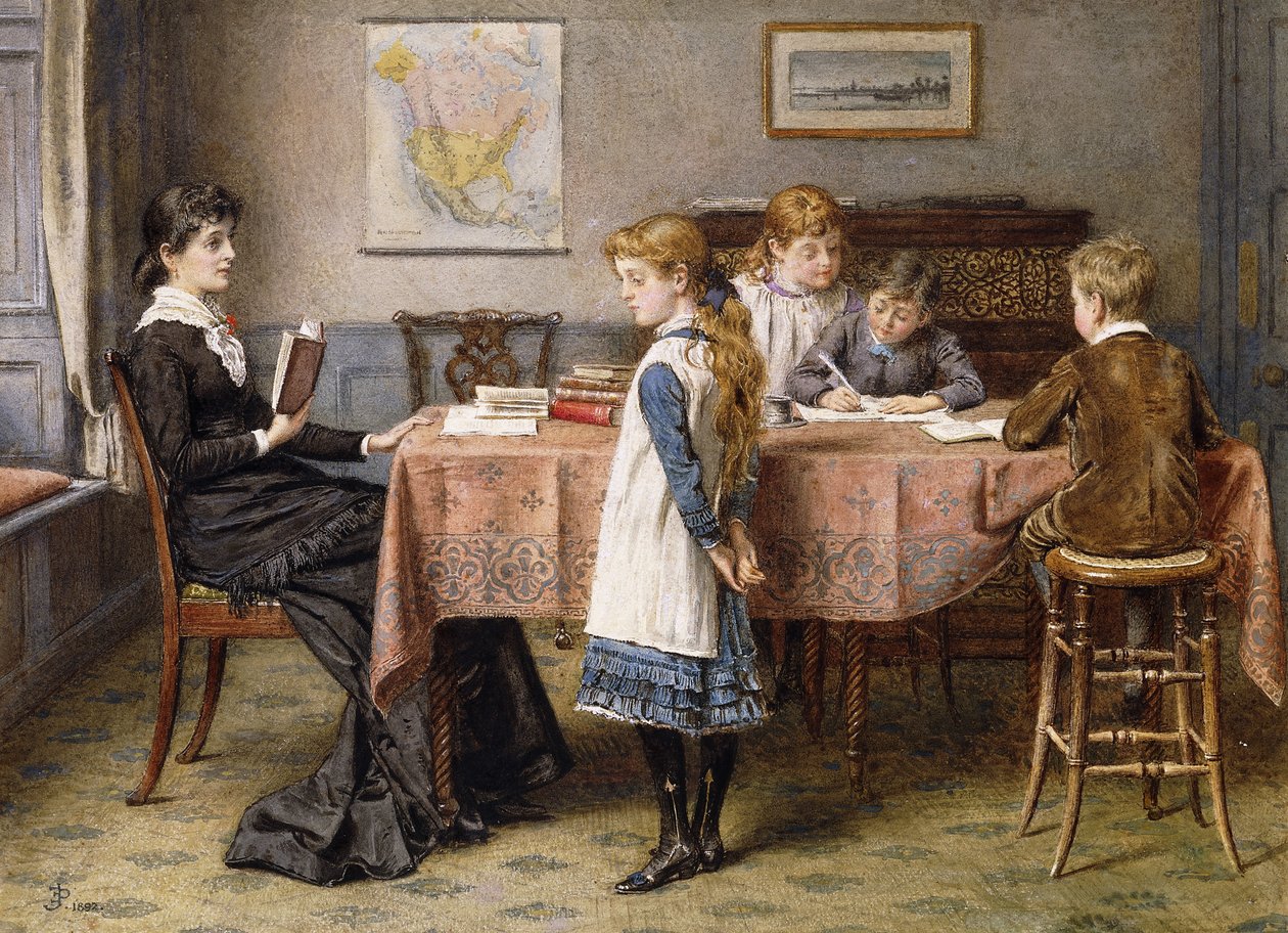 Lektionen, 1892 av George Goodwin Kilburne
