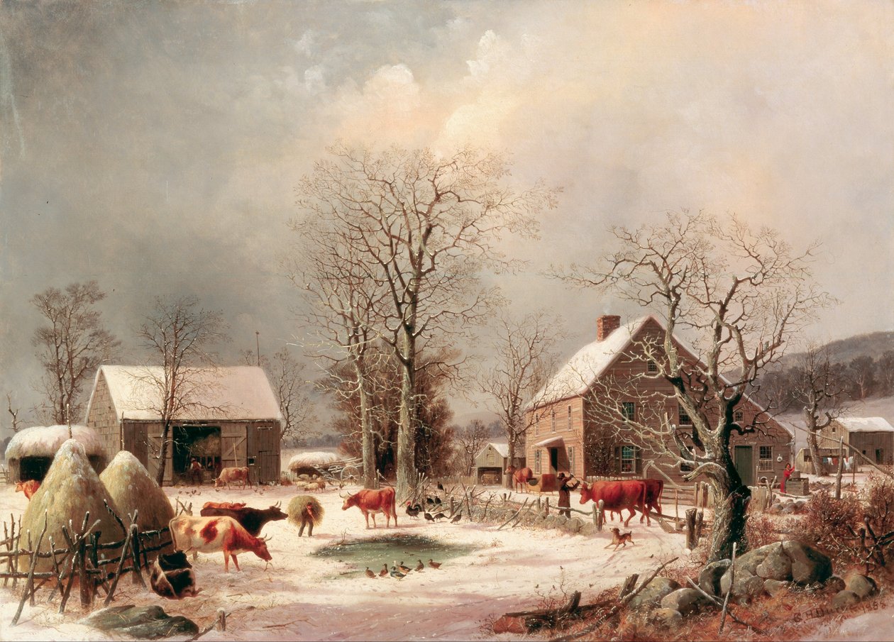 Gårdsplan på vintern av George Henry Durrie