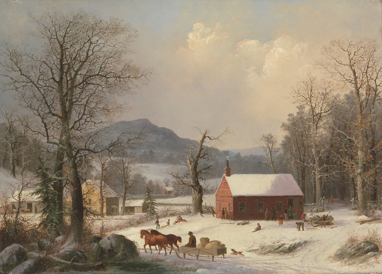 Red School House (country scen) av George Henry Durrie
