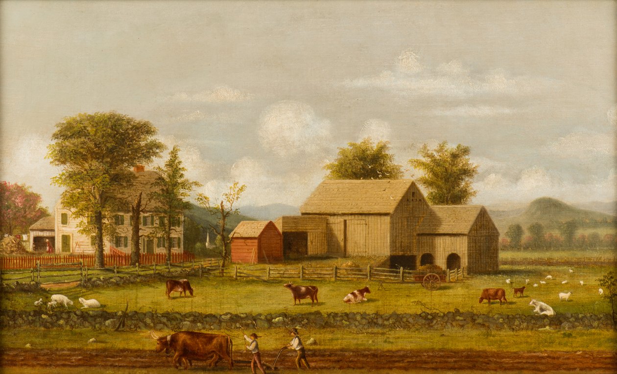 Sommarlandskap på bondgård av George Henry Durrie