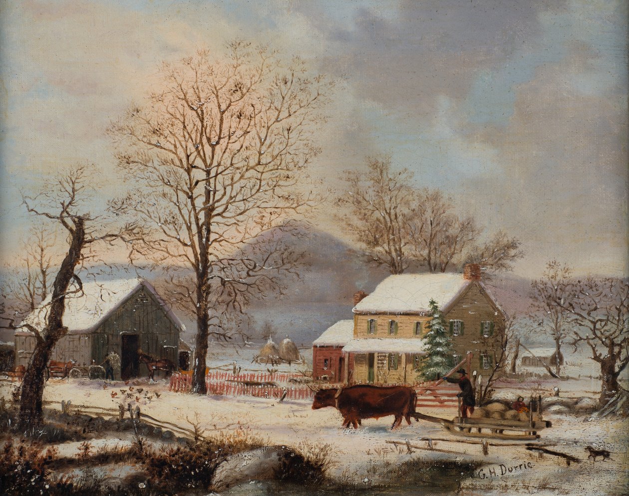 Vinterlandskap, 1830-60 av George Henry Durrie