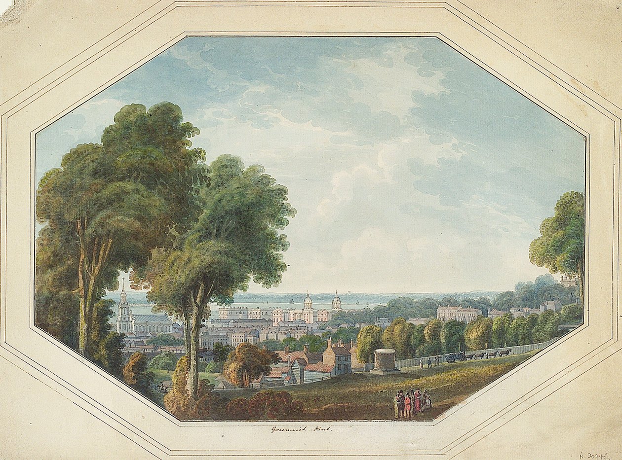 Greenwich från udden, ca 1820 (akvarell) av George Heriot