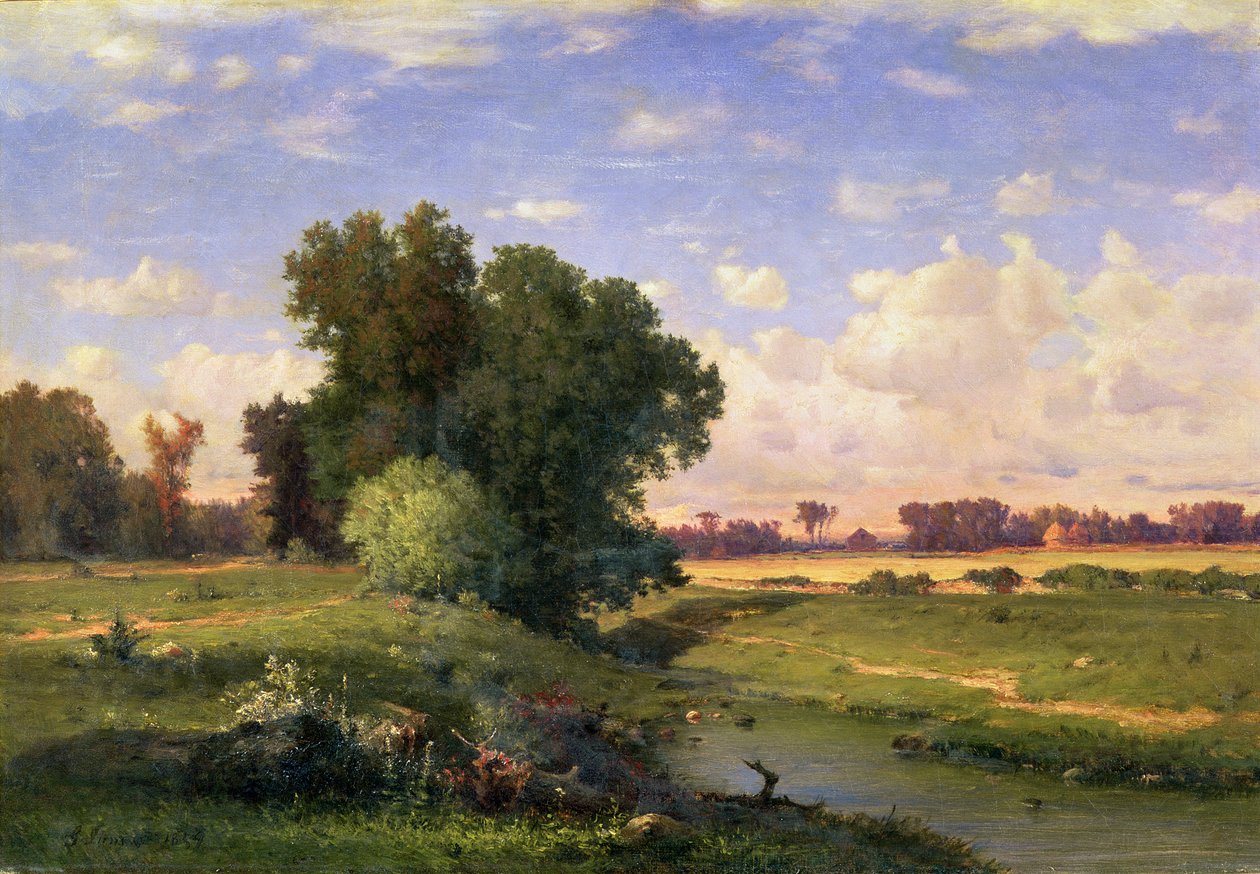 Hackensack Meadows, solnedgång, 1859 av George Inness