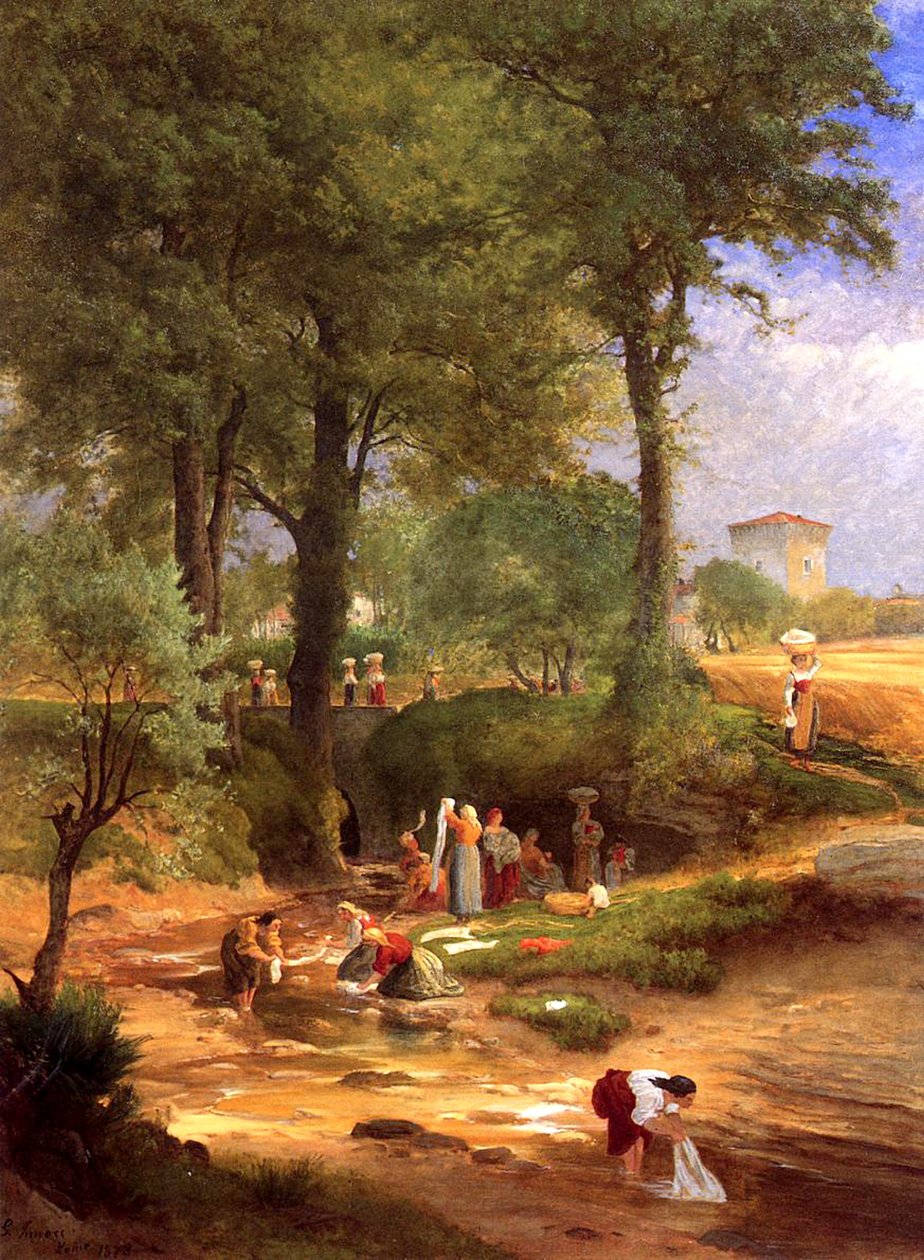 Tvättdagen nära Perugia, Italien, 1873 av George Inness