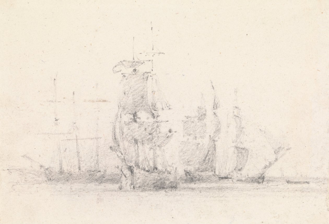 Studie av segelfartyg av George Jones