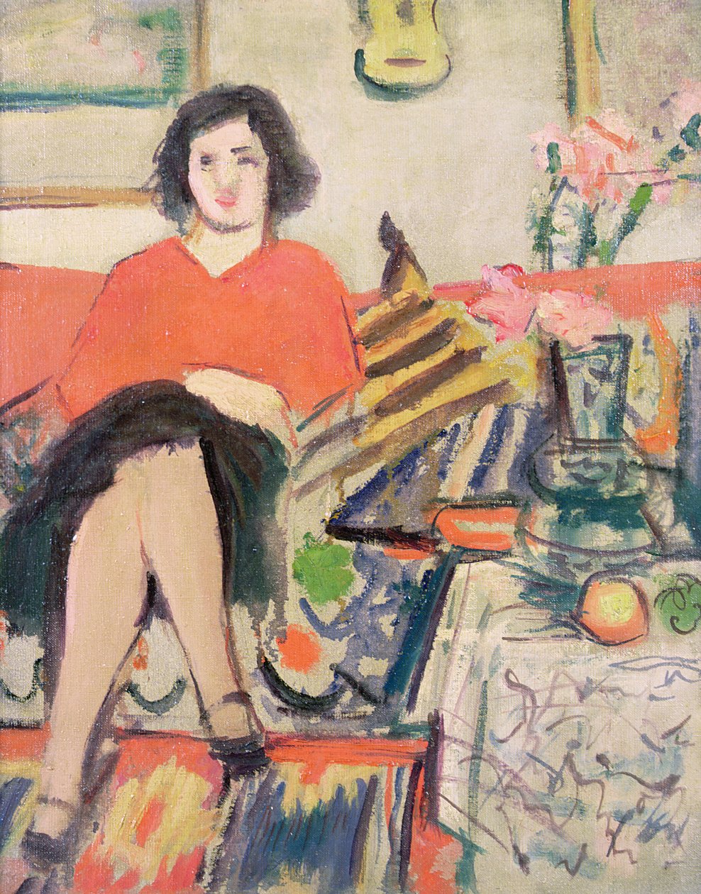 Interiör med en figur av George Leslie Hunter