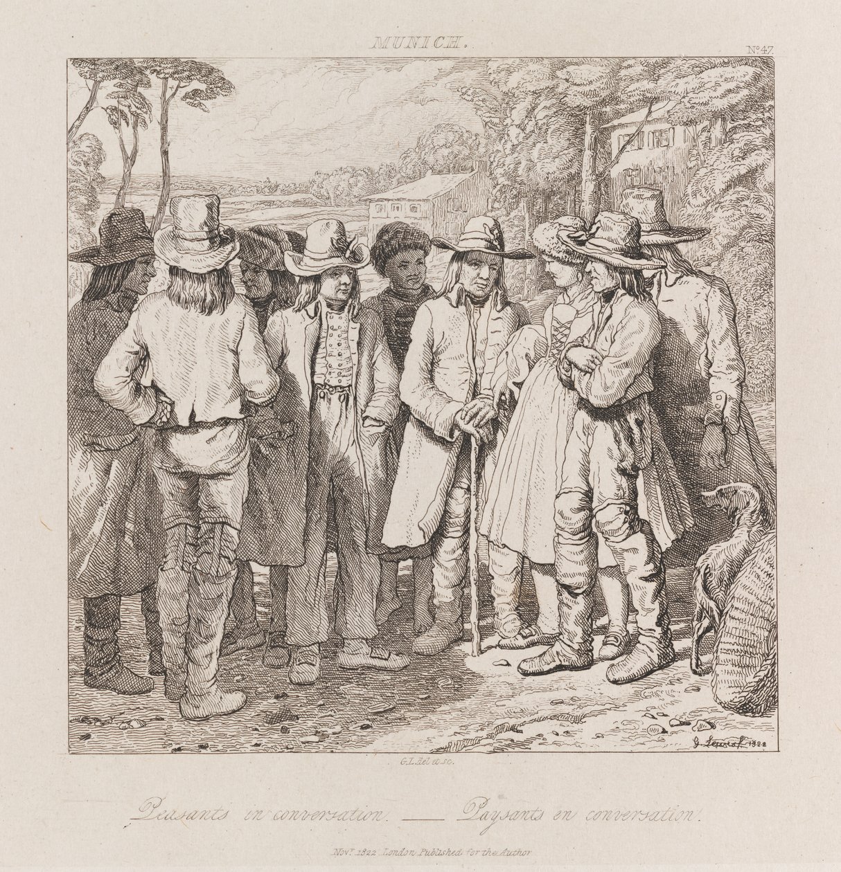 Peasants Conversing, München, ca 1821 (etsning) av George Robert Lewis