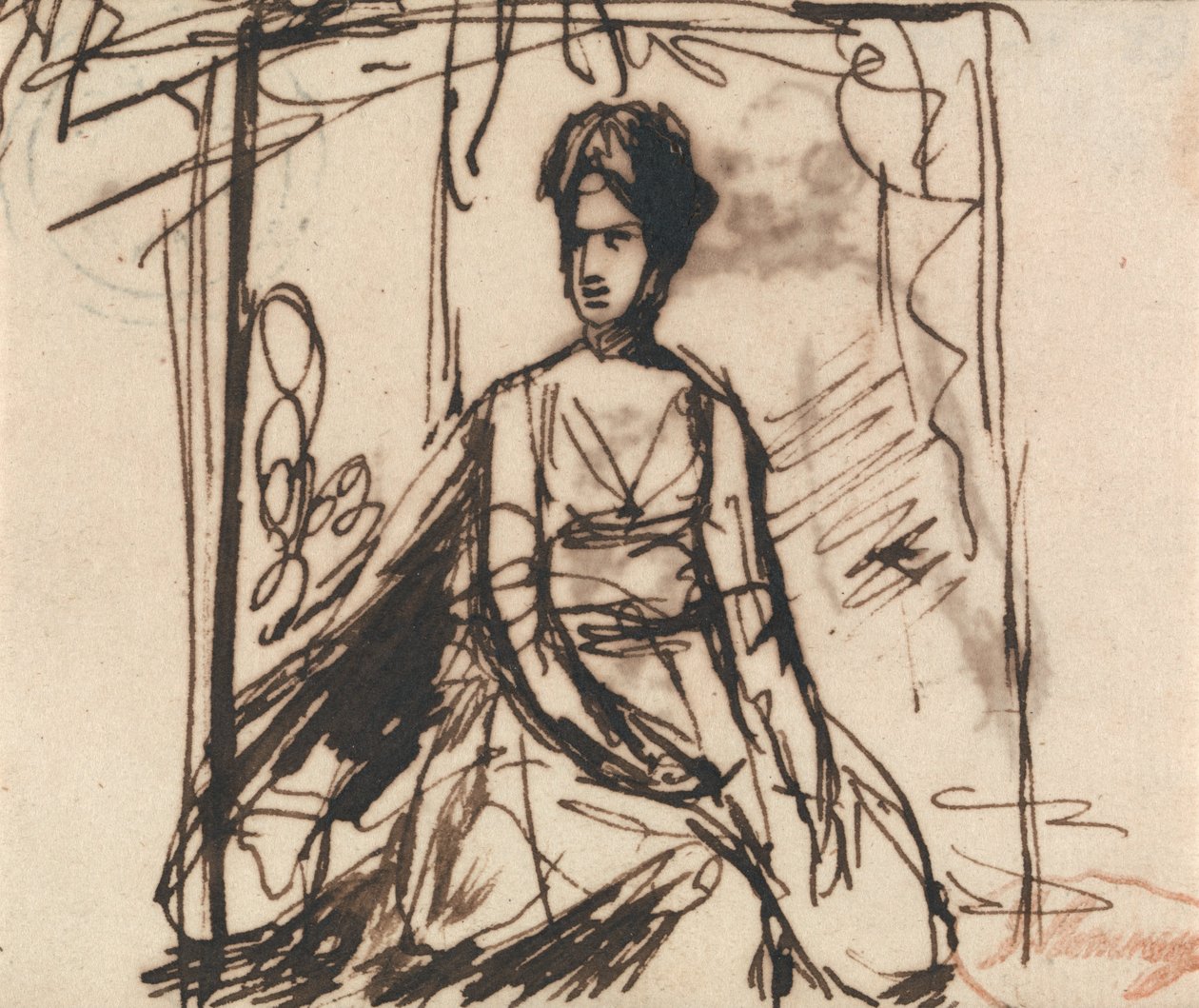 Sittande kvinna, möjligen Mrs Harris av George Romney