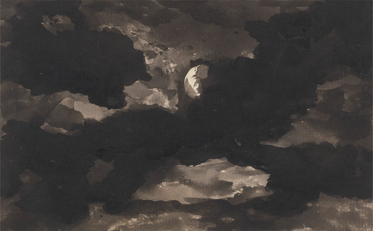 Studie av en molnig månbelyst himmel av George Romney