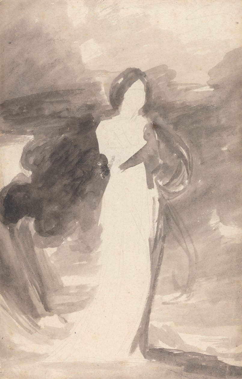 Studie av en kvinna som står av George Romney
