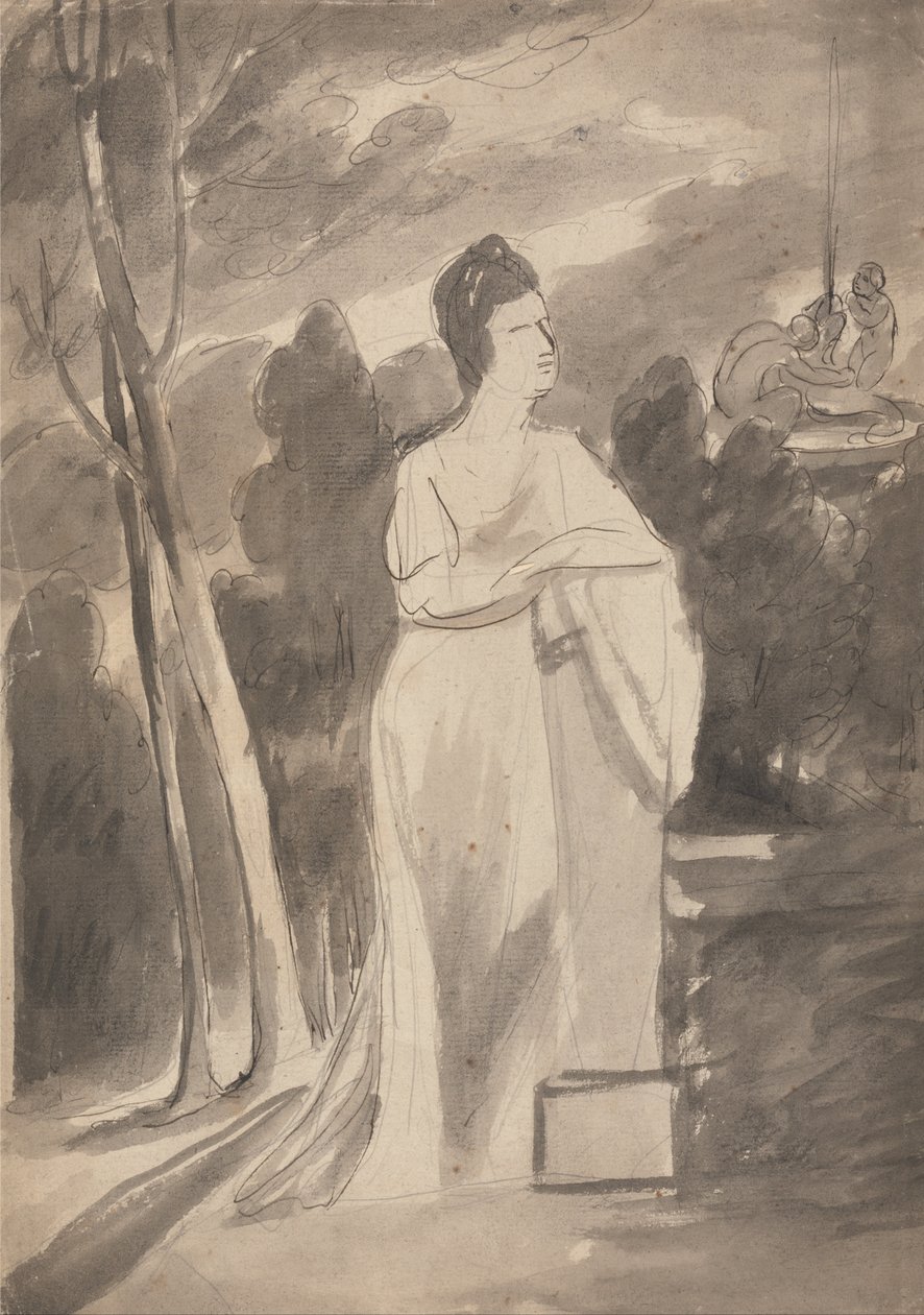 Kvinna vid en pelare av George Romney