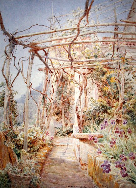 Iris under pergolan av George Samuel Elgood