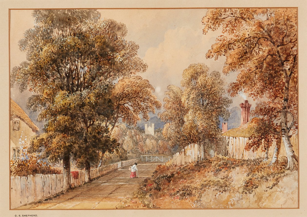 East Stratton (akvarell) av George Sidney Shepherd